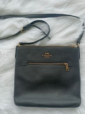 Coach Black Leather Rowan File Crossbody Messenger Bag C1556